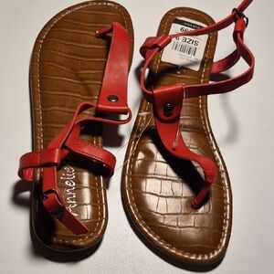 Stylish Red and Brown Strappy Sandals